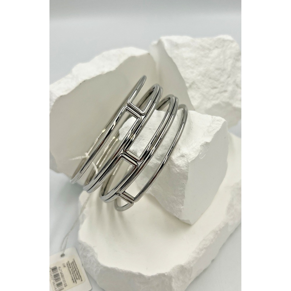 Calvin Klein Silver Tone Geometric Metal Bracelet Size Small NWT and Box